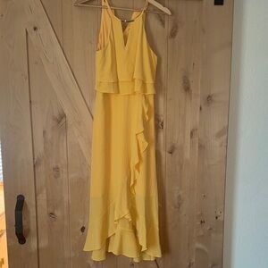 Kensie Yellow High Low Ruffle Dress